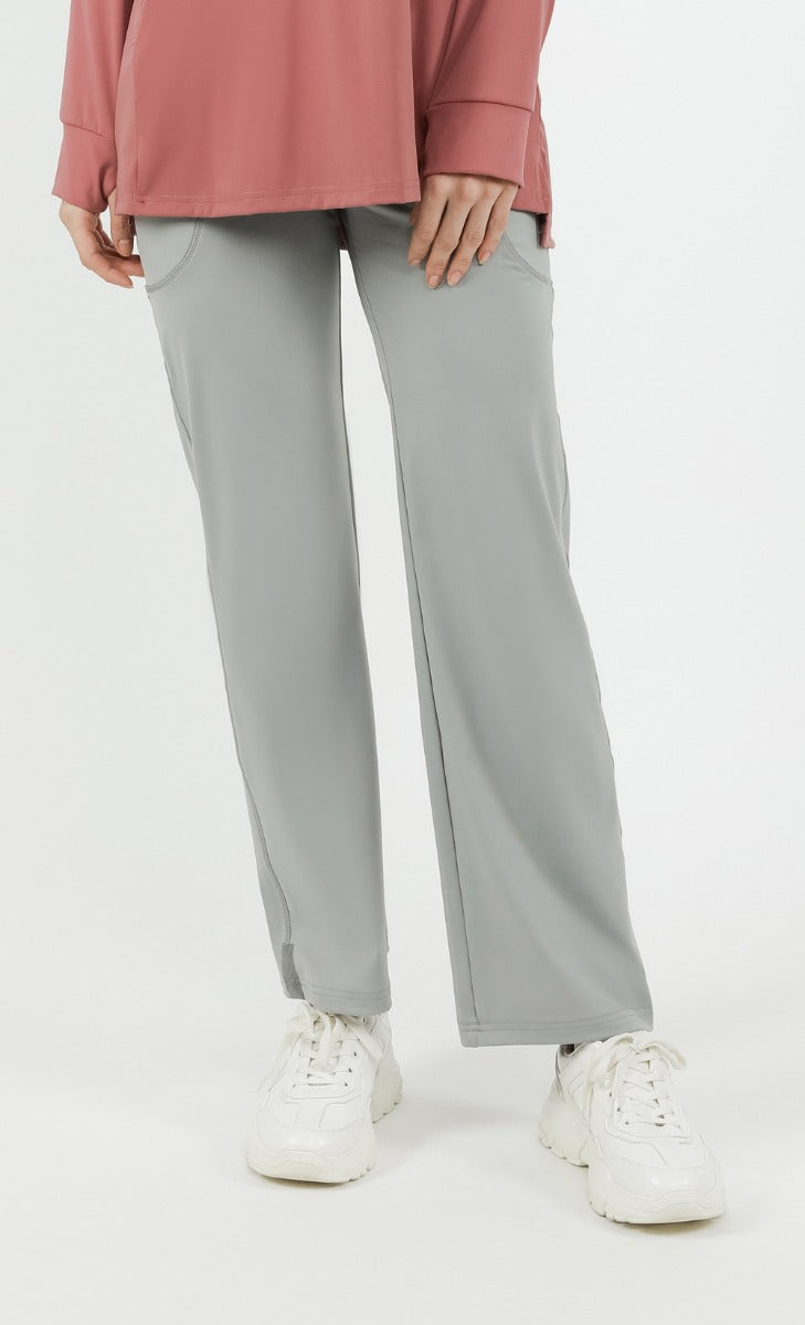 LILIT Regular Fit Yoga Pants in Grey, Women's Fashion, Activewear